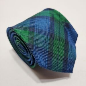 DeSanto Green & Blue Tartan Plaid Men's Designer Silk Neck Tie Made in Italy